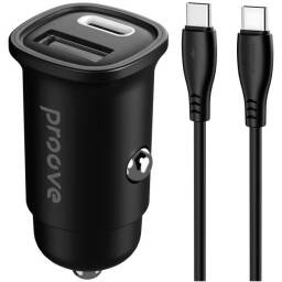 Cargador para Auto PROOVE Flash USB+PD(TIPO C) 30W con Cable TipoC-TipoC